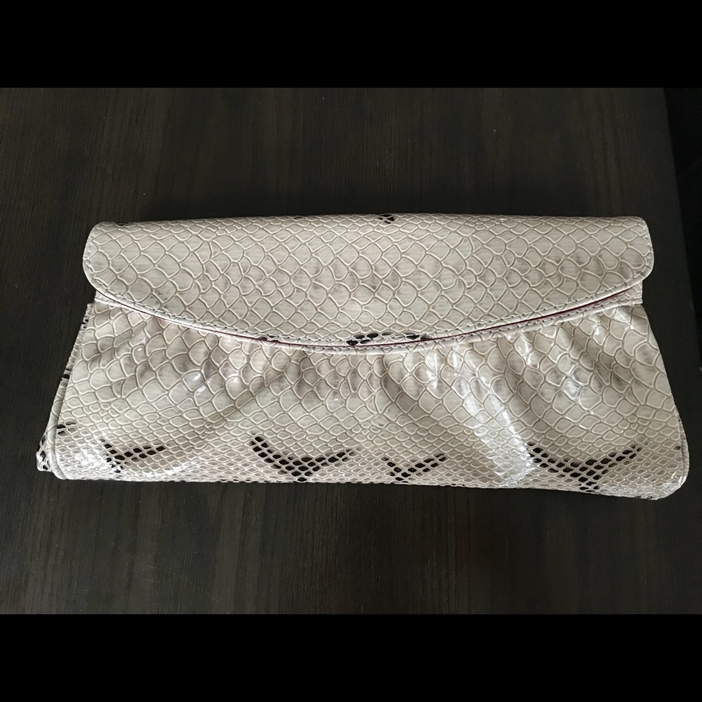 Faux patent leather clutch